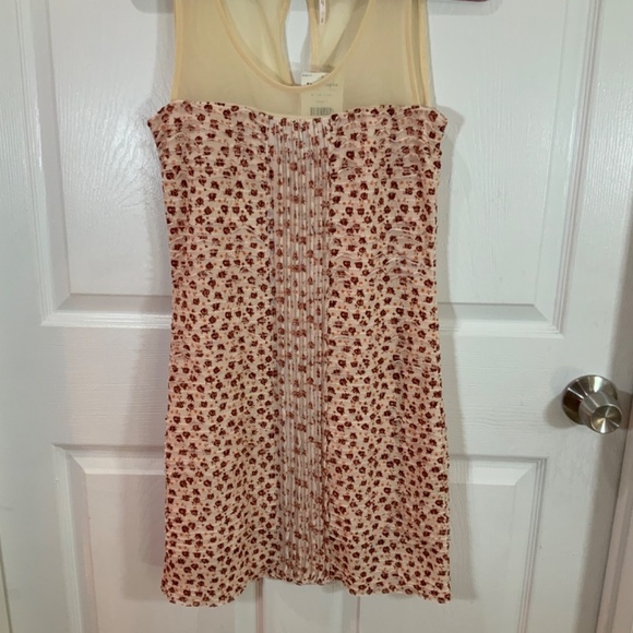Free People Mesh Floral Ruched Sleeveless Mini Dress Size Small - Picture 3 of 7